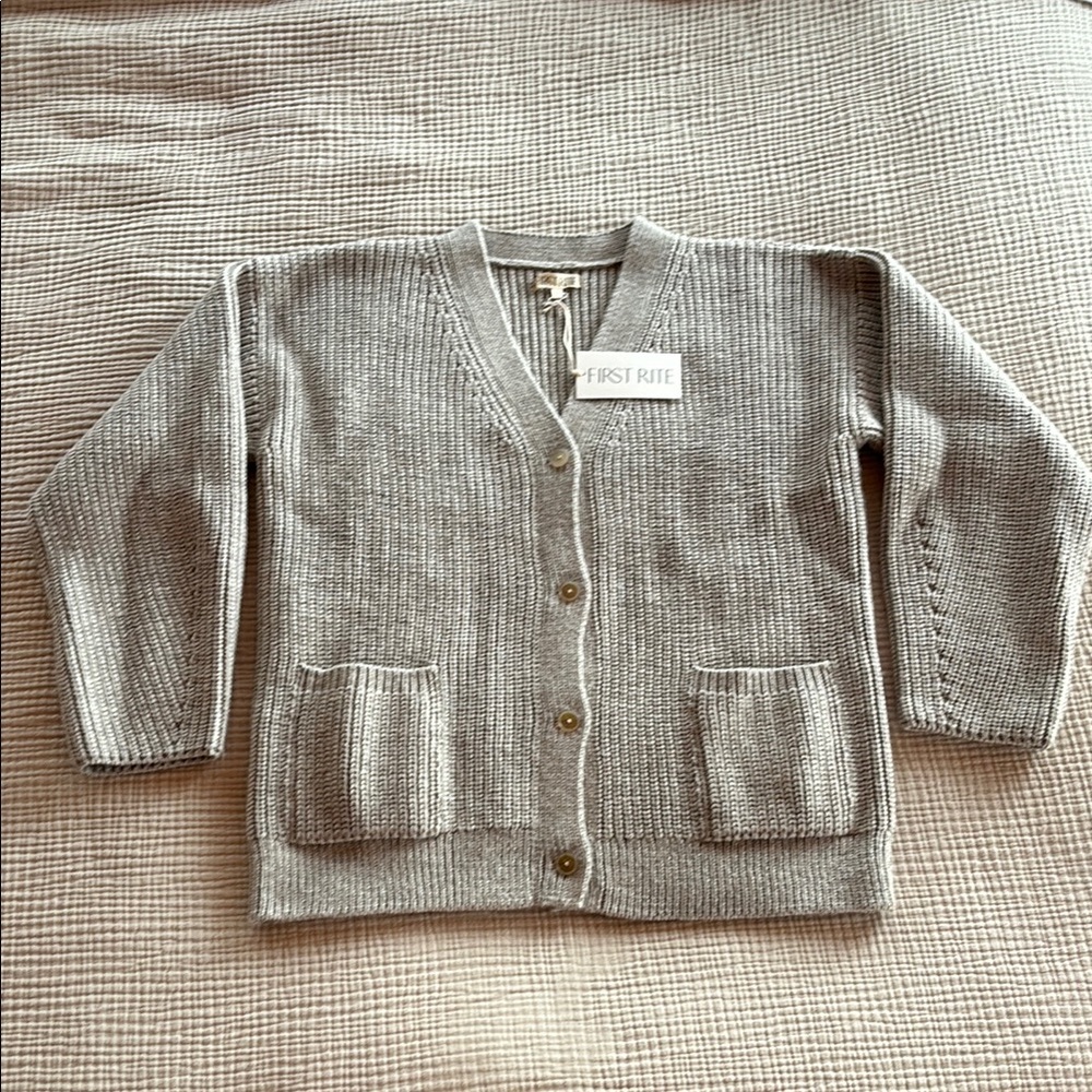 NWT First Rite Maia Highland Wool Cardigan in Fog